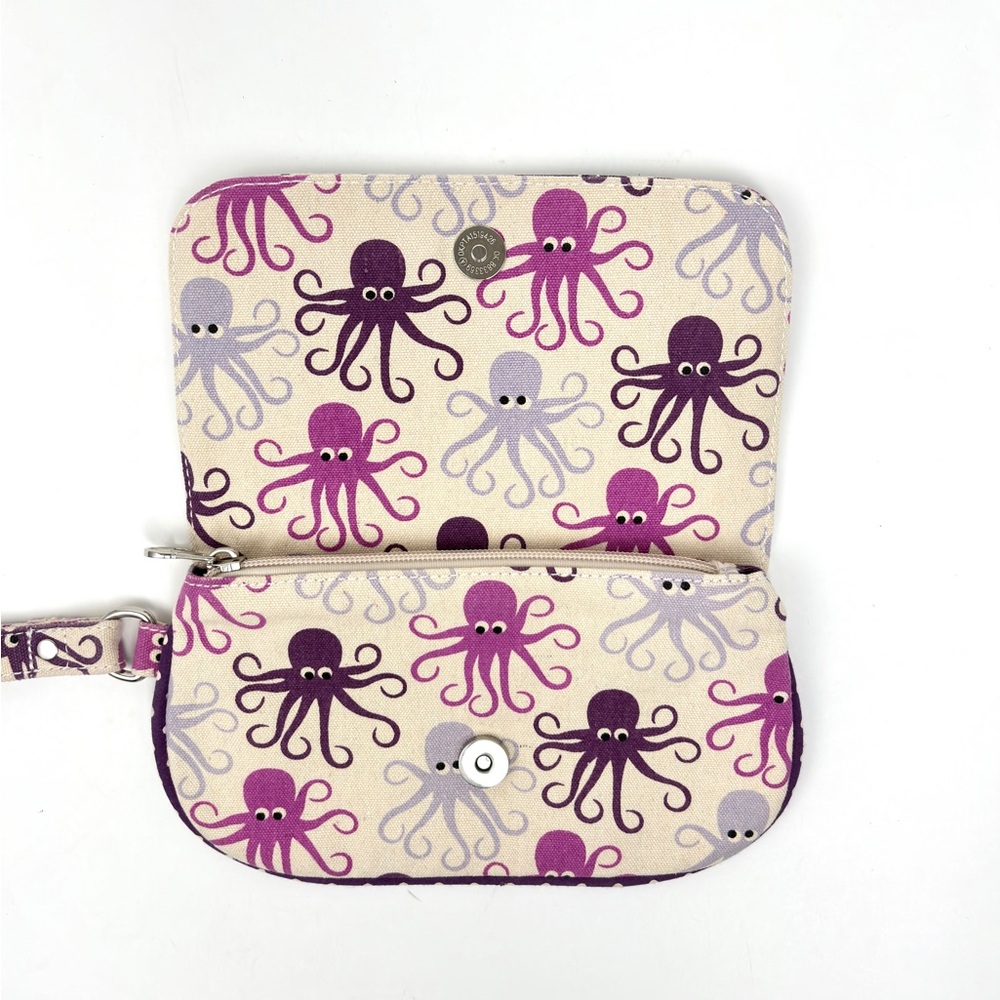 Bungalow 360 Octopus Print Canvas Wristlet Clutch Purse - Picture 3 of 16